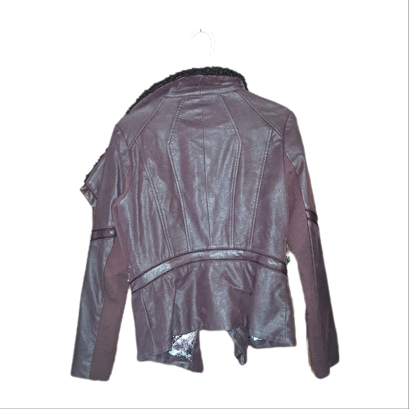 Guess- Wine Leather Jacket - Medium - Picture 2 of 3
